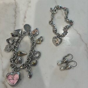 Brighton Silver and Pink Charm Bracelet Set